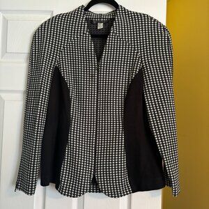 Made in Canada Houndstooth Zip Front Blazer Women's Size 12 Career Jacket